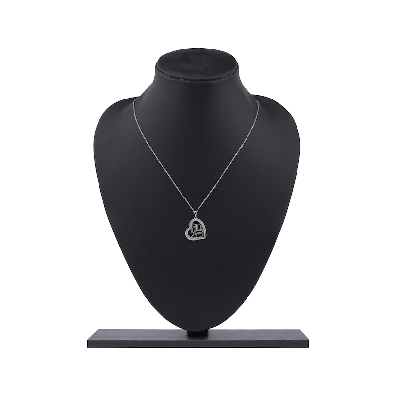 Main Image 5 of Diamond Chinese "Mother" Heart Necklace 1/4 ct tw 10K White Gold 18"