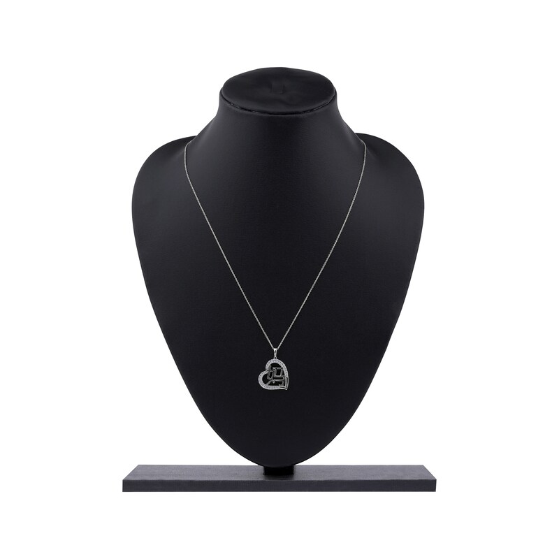 Main Image 6 of Diamond Chinese "Mother" Heart Necklace 1/4 ct tw 10K White Gold 18"