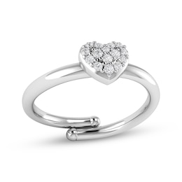Multi-Diamond Heart Fashion Ring 1/10 ct tw Sterling Silver