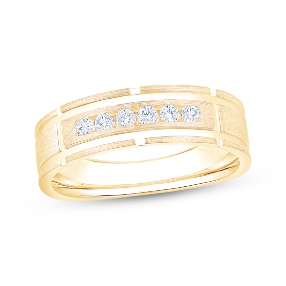 Now + Forever Men's Diamond Channel Wedding Band 1/4 ct tw 10K Yellow Gold