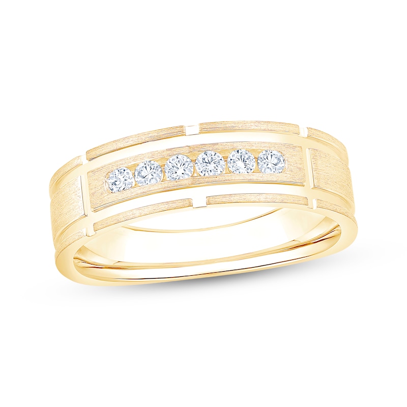 Main Image 1 of Now + Forever Men's Diamond Channel Wedding Band 1/4 ct tw 10K Yellow Gold