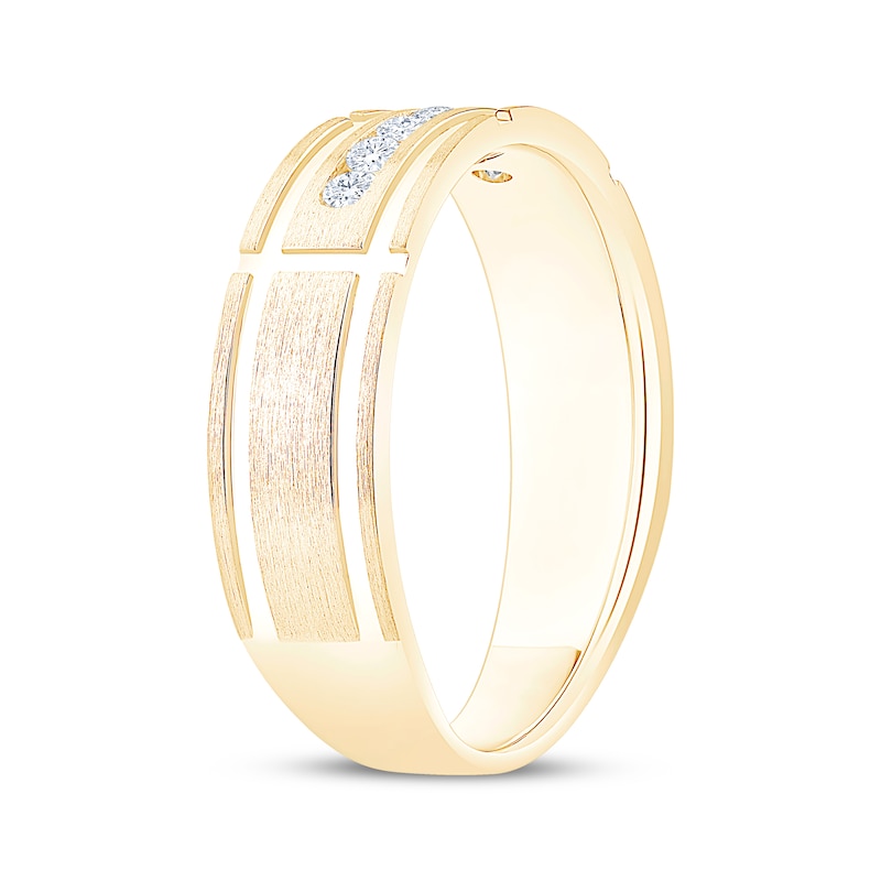 Main Image 2 of Now + Forever Men's Diamond Channel Wedding Band 1/4 ct tw 10K Yellow Gold