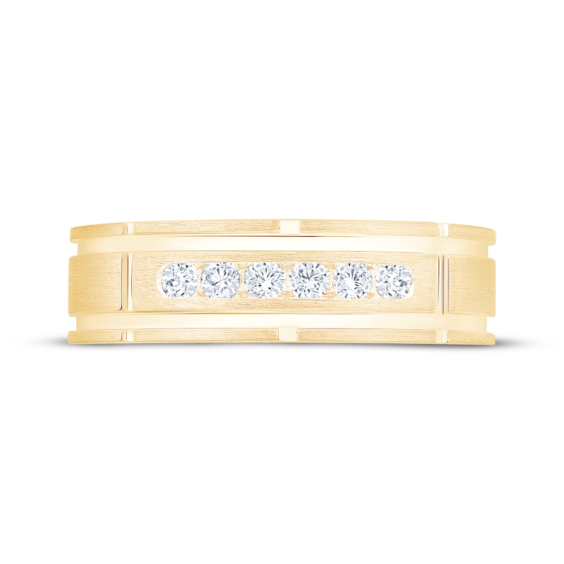 Main Image 3 of Now + Forever Men's Diamond Channel Wedding Band 1/4 ct tw 10K Yellow Gold