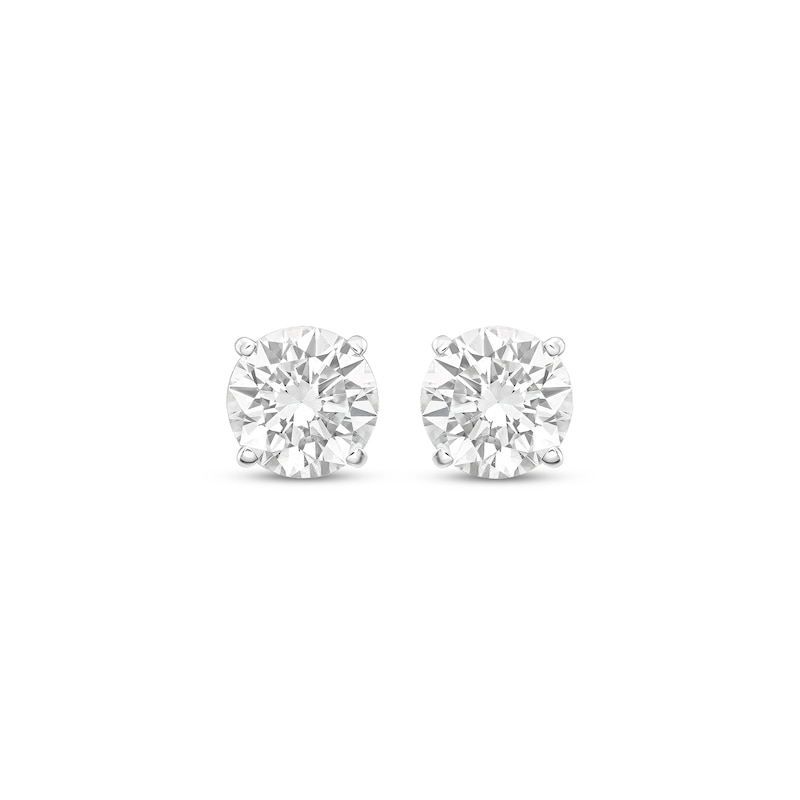 Main Image 2 of Round-Cut Diamond Solitaire Stud Earrings 1 ct tw 10K White Gold (I/I3)