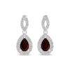 Thumbnail Image 2 of Pear-Shaped Garnet & White Lab-Created Sapphire Dangle Earrings Sterling Silver