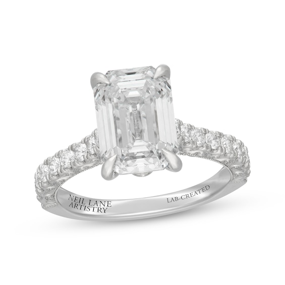 Neil Lane Artistry Heritage Emerald-Cut Lab-Grown Diamond Engagement Ring 4-5/8 ct tw Platinum