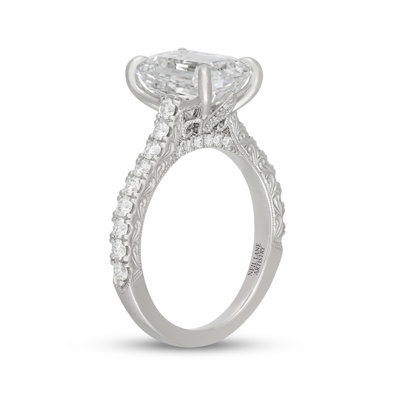 Main Image 2 of Neil Lane Artistry Heritage Emerald-Cut Lab-Grown Diamond Engagement Ring 4-5/8 ct tw Platinum