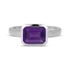 Thumbnail Image 3 of STUDIO BY KAY Emerald-Cut Amethyst Bezel-Set Solitaire Ring Sterling Silver