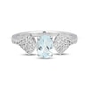Thumbnail Image 3 of Oval-Cut Aquamarine & White Lab-Created Sapphire Fancy Shank Ring Sterling Silver