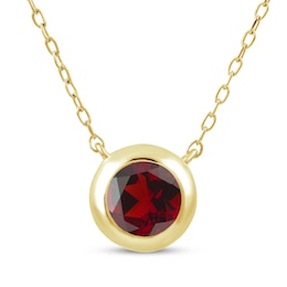 STUDIO BY KAY Garnet Bezel-Set Solitaire Necklace 24K Yellow Gold Vermeil Sterling Silver 18"