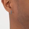 Thumbnail Image 3 of Men's Blue Diamond Huggie Hoop Earrings 1/2 ct tw Sterling Silver