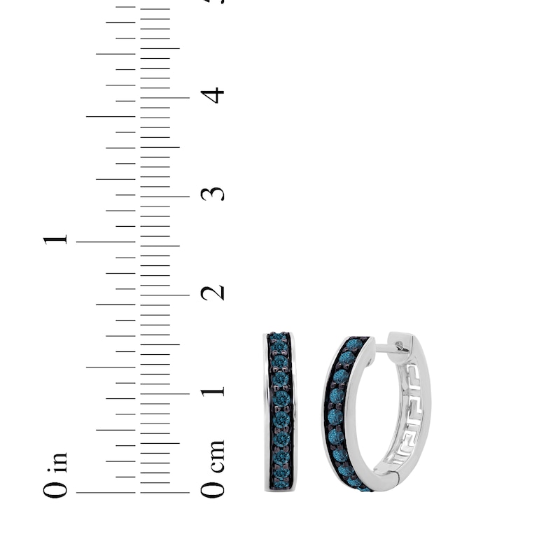 Main Image 4 of Men's Blue Diamond Huggie Hoop Earrings 1/2 ct tw Sterling Silver
