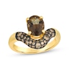 Thumbnail Image 1 of Le Vian Oval-Cut Chocolate Quartz Contour Ring 1/2 ct tw Diamonds 14K Honey Gold