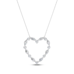 KAY Lab-Grown Diamonds Marquise & Round-Cut Heart Outline Necklace 1-1/4 ct tw 10K White Gold 18"