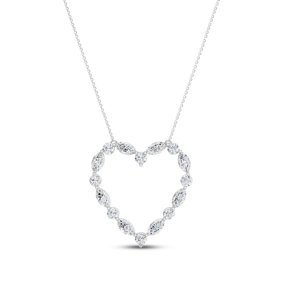 KAY Lab-Grown Diamonds Marquise & Round-Cut Heart Outline Necklace 1-1/4 ct tw 10K White Gold 18"
