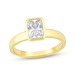 Now + Forever Lab-Grown Diamonds Radiant-Cut Bezel-Set Solitaire Engagement Ring 1 ct tw 14K Yellow Gold (F/VS2)