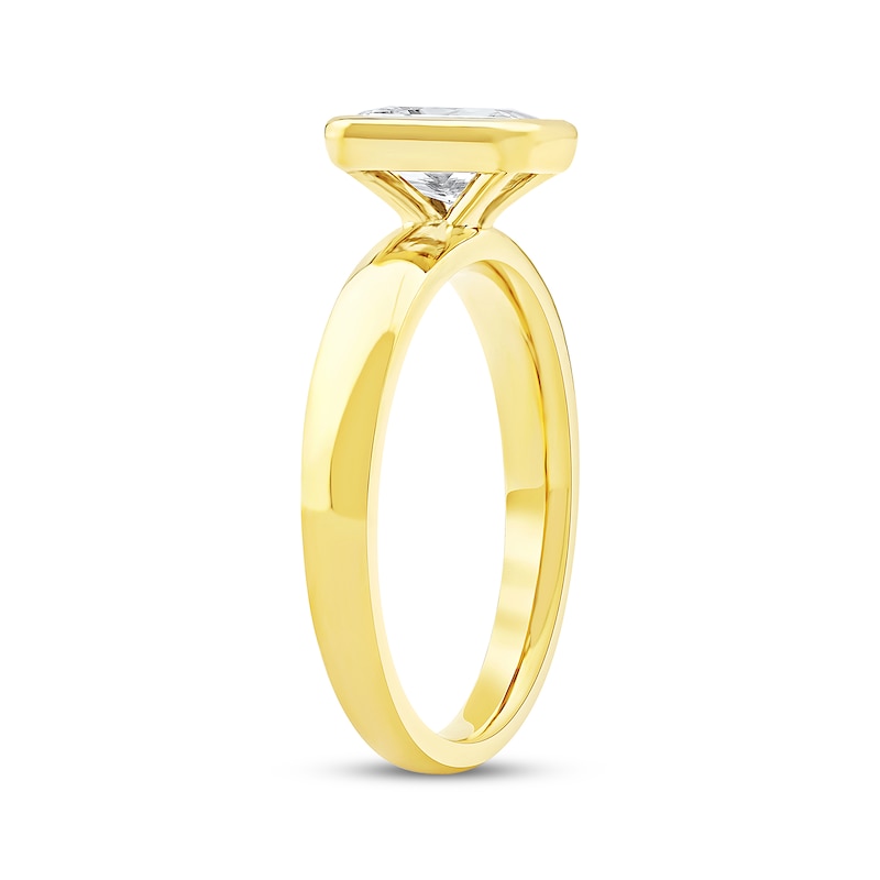 Main Image 2 of Now + Forever Lab-Grown Diamonds Radiant-Cut Bezel-Set Solitaire Engagement Ring 1 ct tw 14K Yellow Gold (F/VS2)