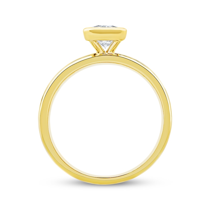 Main Image 3 of Now + Forever Lab-Grown Diamonds Radiant-Cut Bezel-Set Solitaire Engagement Ring 1 ct tw 14K Yellow Gold (F/VS2)