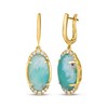 Thumbnail Image 1 of Le Vian Oval-Cut Aquaprase Dangle Earrings 3/8 ct tw Diamonds 14K Honey Gold