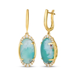 Le Vian Oval-Cut Aquaprase Dangle Earrings 3/8 ct tw Diamonds 14K Honey Gold