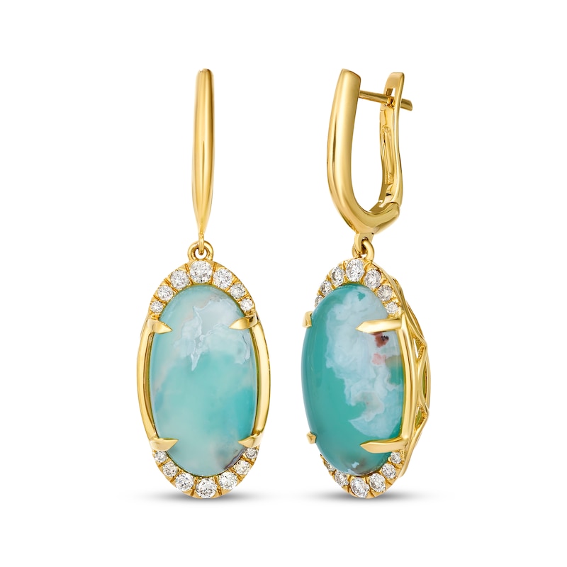 Main Image 1 of Le Vian Oval-Cut Aquaprase Dangle Earrings 3/8 ct tw Diamonds 14K Honey Gold