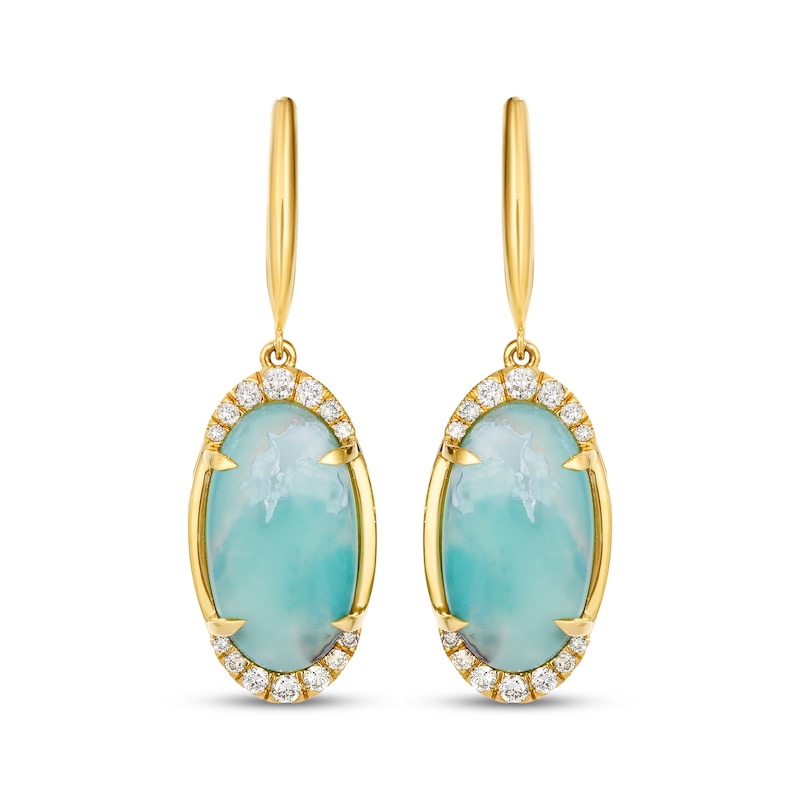 Main Image 2 of Le Vian Oval-Cut Aquaprase Dangle Earrings 3/8 ct tw Diamonds 14K Honey Gold