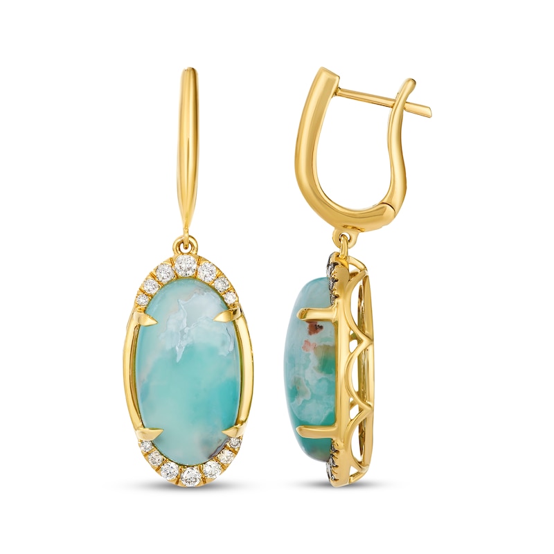 Main Image 3 of Le Vian Oval-Cut Aquaprase Dangle Earrings 3/8 ct tw Diamonds 14K Honey Gold