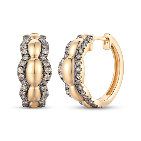 Le Vian Chocolate Waterfall Diamond Hoop Earrings 1/2 ct tw 14K Honey Gold