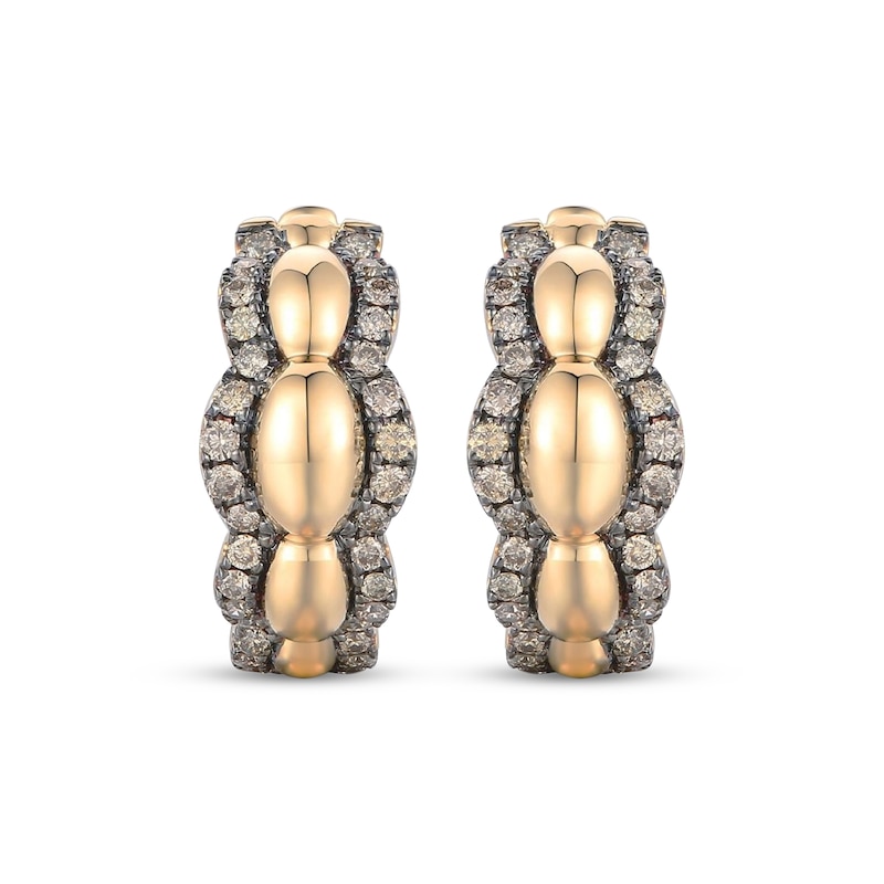 Main Image 2 of Le Vian Chocolate Waterfall Diamond Hoop Earrings 1/2 ct tw 14K Honey Gold