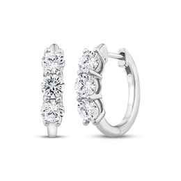 Memories Moments Magic Lab-Grown Diamond Hoop Earrings 1-1/2 ct tw 10K White Gold