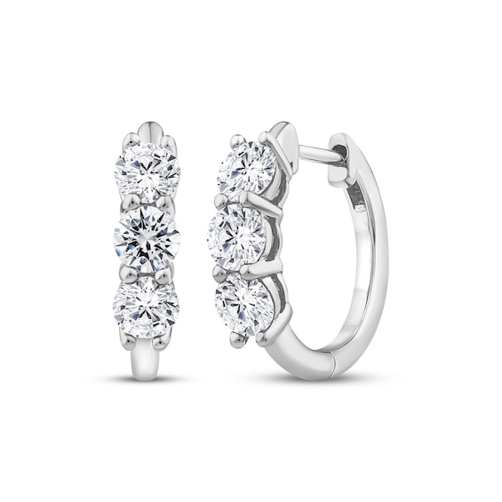 Memories Moments Magic Lab-Grown Diamond Hoop Earrings 1-1/2 ct tw 10K White Gold