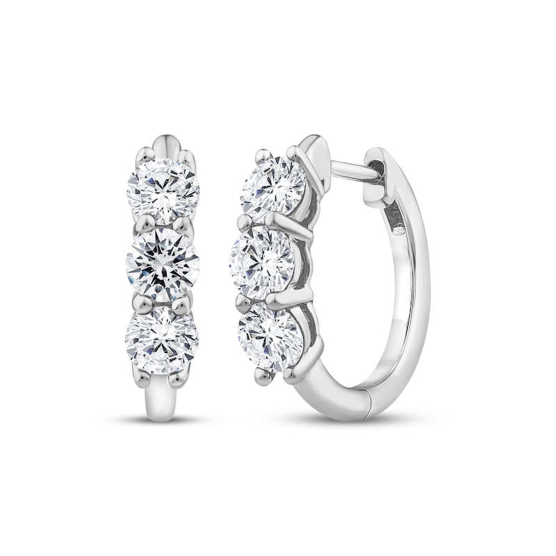 Main Image 1 of Memories Moments Magic Lab-Grown Diamond Hoop Earrings 1-1/2 ct tw 10K White Gold