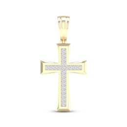 STUDIO BY KAY Men's Lab-Grown Diamond Pavé Flared Cross Charm 1/2 ct tw 24K Yellow Gold Vermeil Sterling Silver