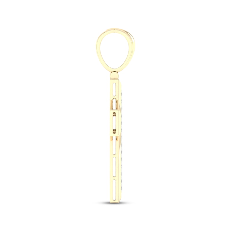 Main Image 3 of STUDIO BY KAY Men's Lab-Grown Diamond Pavé Flared Cross Charm 1/2 ct tw 24K Yellow Gold Vermeil Sterling Silver