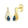 Thumbnail Image 1 of American Blue Sapphire & Diamond Flame-Shaped Earrings 1/15 ct tw 10K Yellow Gold