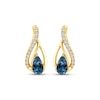 Thumbnail Image 2 of American Blue Sapphire & Diamond Flame-Shaped Earrings 1/15 ct tw 10K Yellow Gold