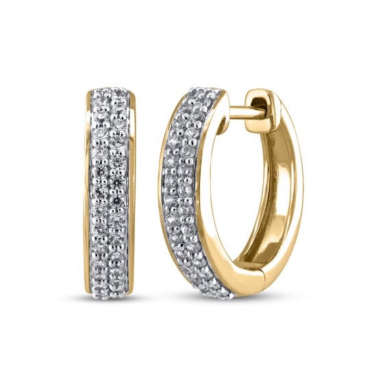 STUDIO BY KAY Diamond Two-Row Hoop Earrings 1/4 ct tw 24K Yellow Gold Vermeil Sterling Silver