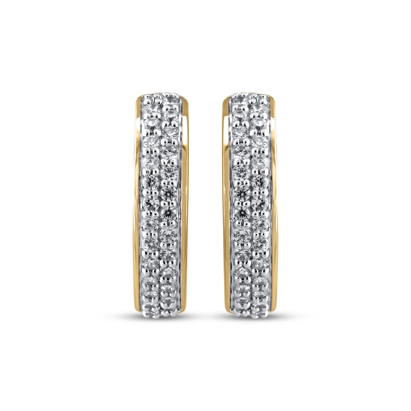 Main Image 2 of STUDIO BY KAY Diamond Two-Row Hoop Earrings 1/4 ct tw 24K Yellow Gold Vermeil Sterling Silver