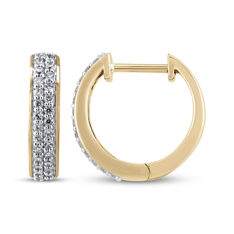 Main Image 3 of STUDIO BY KAY Diamond Two-Row Hoop Earrings 1/4 ct tw 24K Yellow Gold Vermeil Sterling Silver