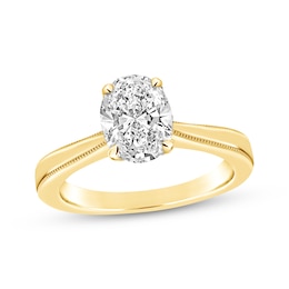 Now + Forever Oval-Cut Diamond Hidden Halo Solitaire Engagement Ring 1 ct tw 14K Yellow Gold (I/I2)