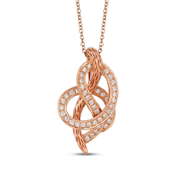 Le Vian Diamond Textured Loop Necklace 1/4 ct tw 14K Strawberry Gold 18"
