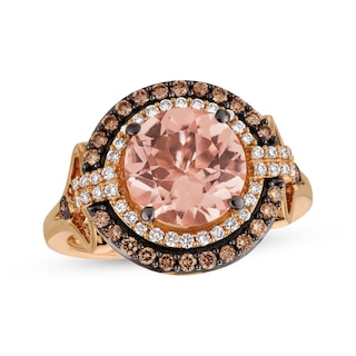 Le Vian Morganite Halo Ring 3/8 ct tw Diamonds 14K Strawberry Gold