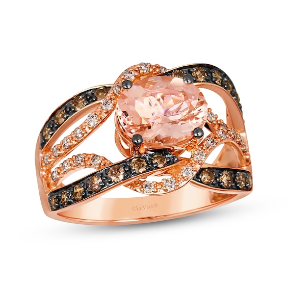 Le Vian Oval-Cut Morganite Ring 1/2 ct tw Diamonds 14K Strawberry Gold