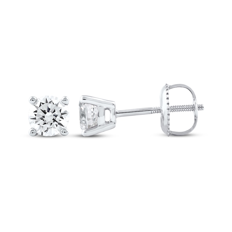 Main Image 3 of KAY Lab-Grown Diamonds Round-Cut Solitaire Stud Earrings 3/4 ct tw 10K White Gold (F/SI2)