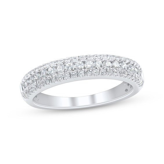 Diamond Three-Row Anniversary Ring 1/2 ct tw 10K White Gold