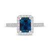Thumbnail Image 3 of Neil Lane Radiant-Cut London Blue Topaz & Diamond Halo Engagement Ring 1/2 ct tw 14K White Gold