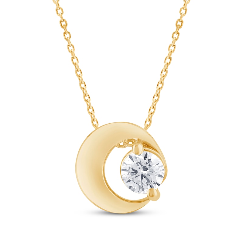 Main Image 1 of STUDIO BY KAY Round-Cut Lab-Grown Diamond Solitaire Necklace 1/4 ct tw 24K Yellow Gold Vermeil Sterling Silver 18" (F/SI2)