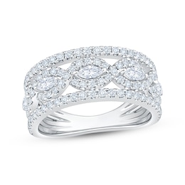 KAY Lab-Grown Diamonds Marquise-Cut Multi-Row Twist Anniversary Ring 1 ct tw 14K White Gold