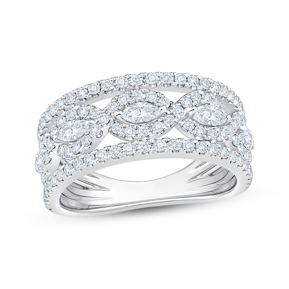 KAY Lab-Grown Diamonds Marquise-Cut Multi-Row Twist Anniversary Ring 1 ct tw 14K White Gold