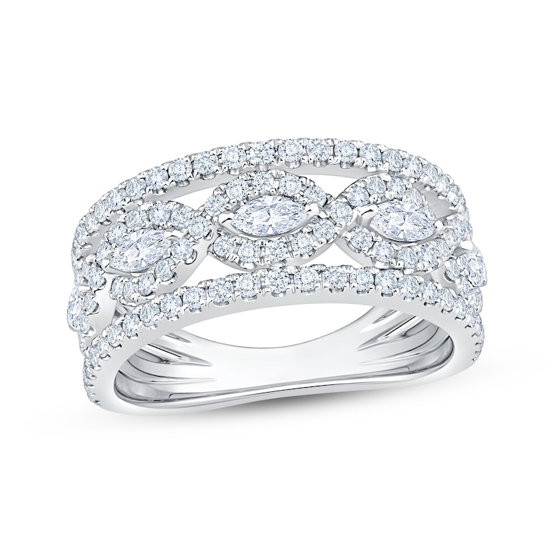 Main Image 1 of KAY Lab-Grown Diamonds Marquise-Cut Multi-Row Twist Anniversary Ring 1 ct tw 14K White Gold
